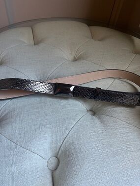 Banana Republic Woman’s Gray Leather Metallic Snakeskin-Textured Belt with Facet